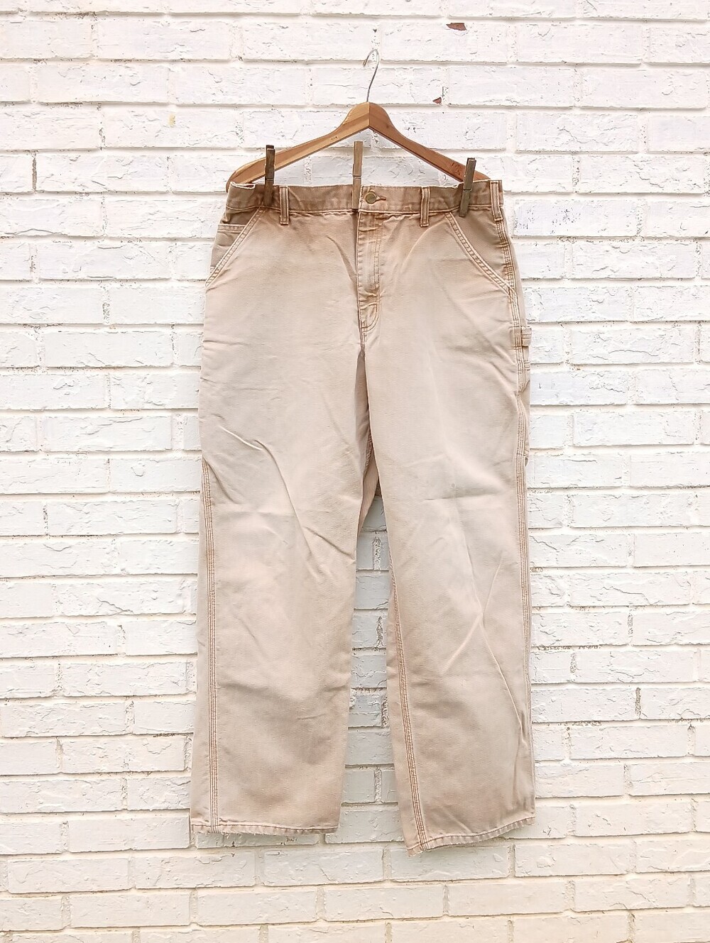 Vintage Carhartt B11 BRN Dungaree Duck Workwear Pants Faded Carpenter
